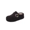 Zapatos Birkenstock Retro Feos Lindos Peludos para Mujer 2026 Otoño Nueva Llegada Hebilla de Cuero Suela Suave Persona Perezosa Punta Cerrada Sandalias Slip-on