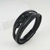 Pulsera Multicapa de Cuero Negro Transfronteriza para Hombres, Pulsera con Hebilla Moderna y Versátil para Mujeres, Accesorios de Lujo Ligero de Alta Gama Personalizados