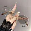 Óculos de armação redonda pequena estilo olho de gato que muda de cor fotossensível anti-luz azul espelho plano armação de óculos para rosto pequeno senso avançado miopia