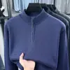 Suéter Grueso de Invierno para Hombre, Nuevo Estilo Caliente, Media Cremallera, Forro Polar, Todo en Uno, Cálido Polar, Camiseta Base de Punto de Lana