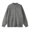 Yidao Vintage 2026 Otoño Nuevo Suéter Cardigan de Color Sólido con Doble Cremallera Unisex Holgado Cuello Alto Chaqueta de Punto