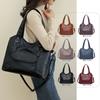 Bolsa Feminina de PU Nova Moda Vintage Bolsa Tote Casual Bolsa de Ombro Transversal Grande Capacidade Cor Sólida Couro Macio Bolsa para o Dia a Dia