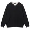 Suéter Masculino Casual Tendência 2026 Novo Corte Solto Gola Redonda Estilo Jovem Old-Money Color Block Desgastado
