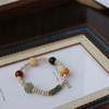 Diseño Nuevo Hanfu Chino Hecho a Mano Lámina de Oro Natural Colorido Pulsera de Perlas de Agua Dulce Barrocas Pulsera de Jade Hetian