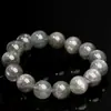 Pulseira de Quartzo Rutilado Prateado Agulha de Prata Natural Mingdu Crystal Pulseira de Contas Redondas de Calcita Rutilada Prateada Atacado