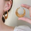 Vacaciones en la Isla~ Pendientes Exagerados Tejidos con Forma de Abanico Estilo Étnico para Mujer, Pendientes de Aro de Moda para Vacaciones de Verano en la Playa