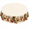 Mantel redondo navideño más vendido de Temu transfronterizo con estampados de alta definición de Papá Noel y muñecos de nieve, decoración festiva de mesa, en stock