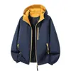 Venta al por mayor transfronteriza de chaquetas nuevas de bloques de color para hombre y mujer, chaquetas con capucha para exteriores de primavera y otoño, prendas de abrigo casuales para hombre