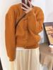 Suéter tipo cárdigan con hebilla de cuerno, nuevo estilo coreano de primavera y otoño, estilo retro nicho, estilo simple, abrigo holgado adelgazante, top para mujer