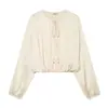 Ropa Europea y Americana Transfronteriza para Mujer Za Aliexpress Camisa de Manga Larga Texturizada Estilo Globo de Venta Caliente