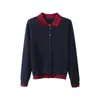 Cárdigan de Punto Bloque de Color Falso Dos Piezas Estilo Perezoso para Mujer, Nuevo Modelo Primavera Temprana 2026, Top de Lana Casual Versátil Petite