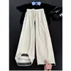 Calça moletom casual Cleanfit com padrão ondulado para homens, estilo fino para primavera e outono, calça de veludo cotelê relaxada com design de perna larga e caimento fluido