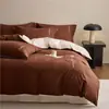 Conjunto de quatro peças em jacquard tridimensional de algodão de fibra longa 60s bordado requintado 100% algodão estilo romântico roupa de cama color-blocking