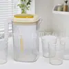Jarra Transparente de Color Sólido con Patrón de Línea Recta Brillante para Uso Doméstico, Adecuada para Agua Fría, Jugos, Modelo Nuevo, Sellada para Infusionar Té de Flores, Limón, y Resistente a Altas Temperaturas