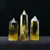 Cristal Natural Brasileño Pilar de Punta Única Pilar de Cristal Amarillo Limón Piedra Cruda Pie Pulido para Decoración del Hogar