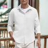 2024 Otoño e Invierno Transfronterizo Europeo y Americano para Hombre Nueva Camisa Casual de Solapa de Color Sólido Camisa Waffle Juvenil Engrosada