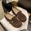 Zapatos Mula de Plataforma de un Paso para Mujer 2026 Otoño Retro Hebilla de Cuero Mocasines Slip-on con Tacón Cubierto