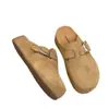 Mocasines de mujer estilo Birkenstock, sin talón, suela gruesa, de piel genuina, slip-on casuales para el uso diario