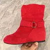 Nuevas Botas Martin de Moda 2024, Talla Grande Gamuza Suela Plana Hebilla de Cinturón Botines Cortos para Mujer, Slip-On Punta Redonda Botas para Mujer Venta al por Mayor