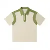 Camisa Polo Casual Suelta de Moda con Bloques de Color, Mangas Cortas y Cuello Campana, Versátil para Hombres y Mujeres, Adecuada para Ropa de Grupo, Moderna