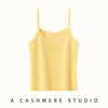 Camisola de tricô de cashmere, novo colete feminino liso da moda com alças duplas, caimento justo, camada interna quente, estiloso e moderno