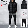 Comercio Exterior Transfronterizo Conjunto de Tres Piezas Sudadera Chaleco para Hombre y Mujer con Forro Polar y Estampado de Corazón Traje Deportivo con Capucha Casual