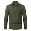 Suéter de Punto Gofrado Otoño e Invierno Estilo Nuevo Cuello Semi Alto Cremallera Estilo Coreano Manga Larga Moderno Color Sólido Ajuste Delgado para Hombre