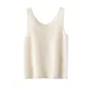 Colección de otoño e invierno: Top de punto 100% cachemira pura para mujer, cuello redondo al frente, cuello en V en la espalda, versátil capa interior sin mangas