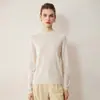 Suéter de lana pura hilada ultra fina de merino para mujer, suéter de capa base tejido con cuello semi-alto, camisa de capa base delgada de hilo Yangzi