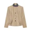 Ropa de mujer para comercio exterior europeo y americano, AliExpress INS moda cruzada de venta caliente casual a la moda blazer de retazos con cuello a rayas