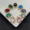Colgante Ovalado de Zirconia de Color con Borde Dorado, Múltiples Opciones de Color, Accesorios para Joyería DIY, Colgante Conector para Pulsera y Aretes