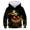 Moletom Casual com Capuz Estampado Digital 3D de Abóbora Popular Europeia e Americana para Halloween Venda Direta da Fábrica para Adultos