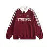 Sudadera Retro Americana Estilo Universitario con Cuello Polo Waffle para Mujer, Conjunto Casual Holgado para Pareja, Top de Rayas con Mangas Raglán