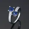 Anel Quadrado de Zircônia Estilo Europeu e Americano com Design de Cruz Geométrica de Diamante, Joia Estilosa de Nicho para Meninas, Direto do Fabricante