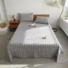 Modelo nuevo 2026 sábana individual de algodón puro, hilo de algodón lavado teñido en hilo, artículo de una sola pieza, juego de tres piezas de sábana y funda de almohada