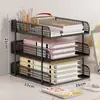 Suporte de Arquivos Multi-camadas Estante de Livros Suporte para Livros Rack de Armazenamento para Mesa de Escritório Organizador de Arquivos Documentos Papel A4