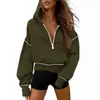 Sudadera Amazon Europea y Americana Otoño/Invierno 2026 con Cuello Camisero, Patchwork, Pulóver, Manga Larga, Media Cremallera, Estilo Casual para Otoño/Invierno