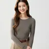 Baicai Terciopelo 2026 Nuevo Llegado Otoño Camisa Base de Punto de Cachemira de Manga Larga Ajustada de Cuello Redondo para Mujer Estilo Francés de Alta Gama