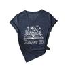 Amazon Ebay Site Independente Elegante Confortável Feminino Gola V Manga Curta Capítulo 65 Floral Livro Camiseta Camada Base Comércio Exterior