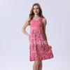 Nuevo Vestido de Noche de Rayón Modal con Parches de Encaje y Estampado Completo de Hombro Ancho para Mujer Primavera/Verano 2026