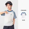 Camiseta Esportiva Duoduo Color Block em Couro Macio para Meninos, Verão Respirável Elástica Fina de Manga Curta para Crianças Correndo e Praticando Esportes