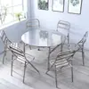 Mesa Redonda Extra Gruesa 304, Todo Acero Inoxidable, Portátil para Comer, Uso en Casa, Plegable, Adecuada para Puestos de Comida, Cantinas, Restaurantes y Banquetes
