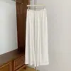 Pantalones Largos Casuales Versátiles de Pierna Ancha Finos de Algodón Ramio Pierna Recta Verano Adelgazantes Pantalones de Pierna Ancha