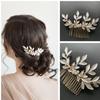 Acessórios para cabelo de casamento de noiva liga folha pintura branco pérola pente de cabelo acessórios para cabelo fábrica direta europeia e americana transfronteiriça