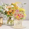 Novo Dia das Mães Fatia de Madeira Artesanal para Colorir e Grafite Ornamento de Mesa em Formato Floral com Padrões Florais Artesanato em Madeira