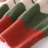 Nuevo suéter de cachemira para hombre de otoño e invierno, jersey de cuello redondo, rayas de bloques de color de moda, suéter base de lana tejido casual holgado