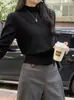 Suéter versátil de cuello medio alto y hombros descubiertos estilo coreano para mujer, nuevo top corto de punto holgado para otoño, casual y ajustado