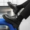 Nuevos Zapatos de Cuero Bajos con Cordones, Suela Gruesa, Elevadores, Estilo Británico, Formales de Negocios, Zapatos de Boda para Hombre, Colección Primavera y Otoño 2025