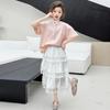 Traje de verano para niñas 2025 Nueva Moda para Niñas Estilo Coreano Camiseta Moderna con Letras Traje de Falda de Pastel