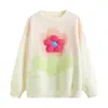 Estilo coreano Outono Novo estilo estilo preguiçoso doce jovem garota Suéter com design de flor tridimensional suéter de gola alta para mulheres